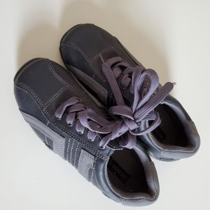 Black and grey lace up runners